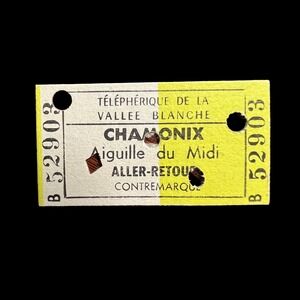 Cable Car Ticket 1968 Aiguille‎ du Midi Chamonix Mont-Blanc France